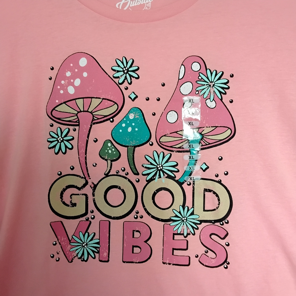 Outside The Limits XL T-shirt Distressed Mushroom Graphic "Good Vibes" - Picture 3 of 9